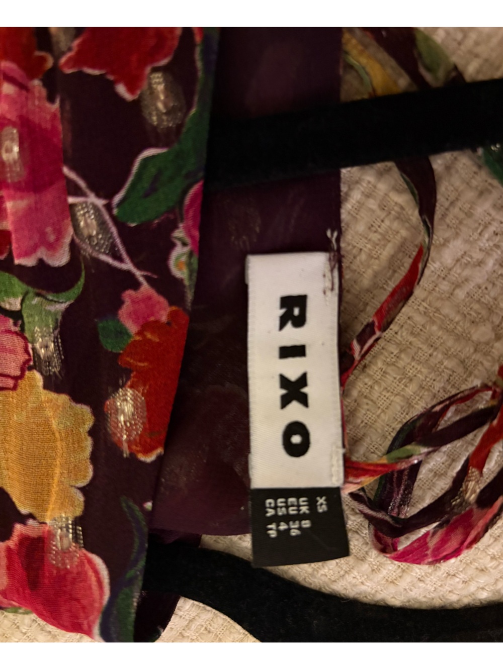 RIXO Floral V-Neck Silk Dress - Picture 6 of 6